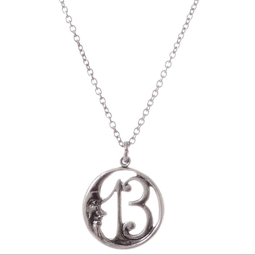 NEW Un-Lucky 13 Charm Necklace Pendant Jewelry Occult Goth Mystic  Silver